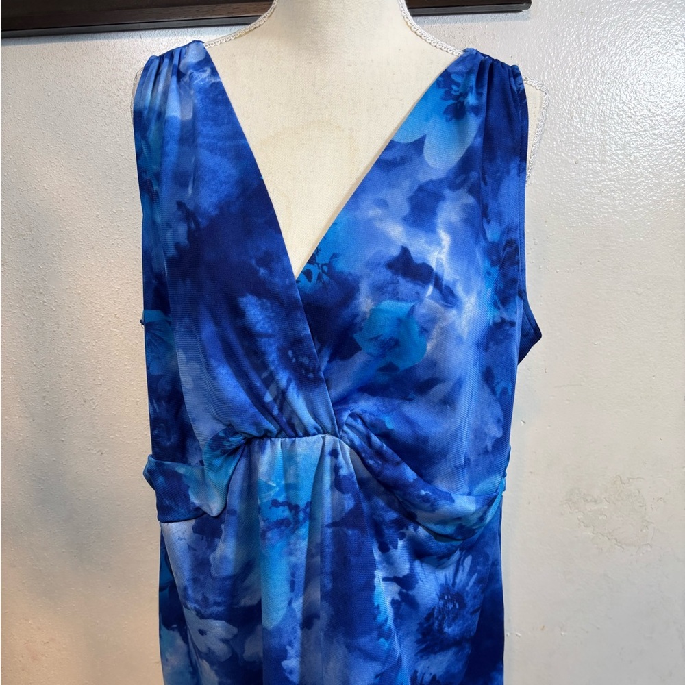 Avenue Vibrant Blue Floral Wrap Blouse